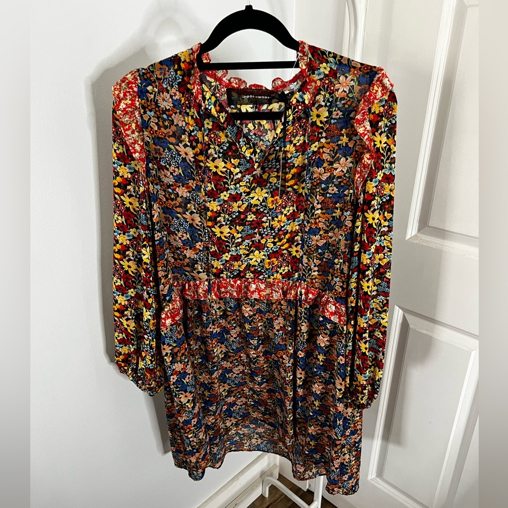 CODE x MODE floral peasant babydoll dress: Size MEDIUM